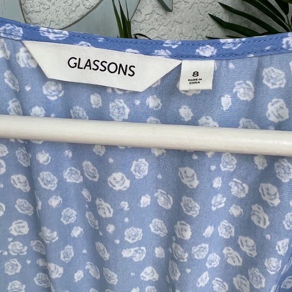 Blue Floral Peplum Blouse with Sweetheart Neckline Small Size Aka Corset Draped - Picture 5 of 13